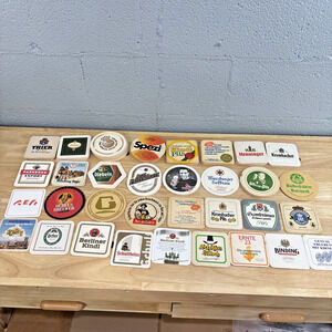 Vintage German Swiss Beer Paper Cardboard Coasters Lot of 82 Assorted Pub Bar